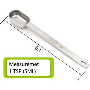 2PCS 1tsp (1/3tbsp, 5ml) Single Measuring Spoon, Stainless Steel Long Handle Individual Teaspoons Only