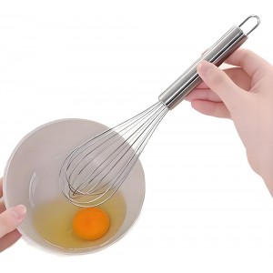 10 inch Stainless Steel Whisk, 5 inches for mixing small amounts of liquids, milkshakes, coffee, juice, etc. 2-piece set (buy 10 inches and get 5 inches as a gift) silver