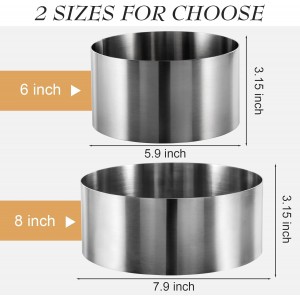 CALIFORNIA CADE ELECTRONIC Cake Ring, 6 Inch Cake Rings for Baking, 15CM Fixed Round Stainless Steel Cake Mold - Cake Baking Supplies