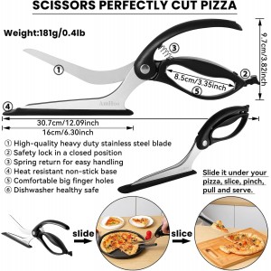 AmHoo Pizza Scissors Stainless Steel Blade Salad Pizza Slicer Pizza Cutter Scissors with Server Highly enjoy Excellent Gifts