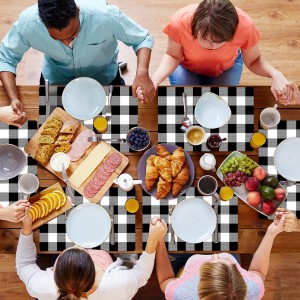 Black and White Plastic Placemats Set of 6 Check Plaid Table Mats Black Buffalo Plaid Place Mats Wipe Clean Washable Table Placemats for Indoor Outdoor Heat Resistant Kitchen Dining Table