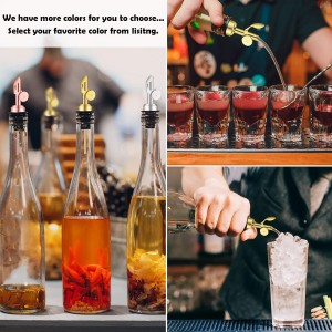 WAFJAMF Weighted Stainless Steel Bottle Pourers, Auto Flip Feature Self Closing Olive Oil Dispenser Spout with 1 Cleaning Brush, Liquor Pour Spouts for Pours Liquid, Olive Oil, Wine(Gold)