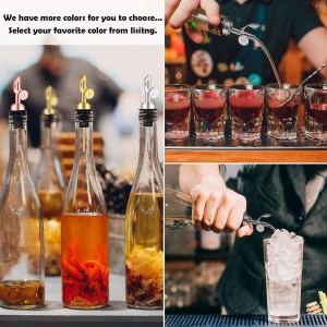 Weighted Stainless Steel Bottle Pourers, Auto Flip Feature Self Closing Olive Oil Dispenser Spout with 1 Cleaning Brush, Liquor Pour Spouts for Pours Liquid, Olive Oil, Wine, Vinegar (Black)