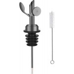 Weighted Stainless Steel Bottle Pourers, Auto Flip Feature Self Closing Olive Oil Dispenser Spout with 1 Cleaning Brush, Liquor Pour Spouts for Pours Liquid, Olive Oil, Wine, Vinegar (Black)