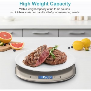 Ultrean High Capacity Food Scale, 33lb Rechargeable Digital Kitchen Scale with LCD Display, Slim & Lightweight Design, 1g Precise Graduation, Weight Grams and Ounces for Cooking, Baking & Meal Prep
