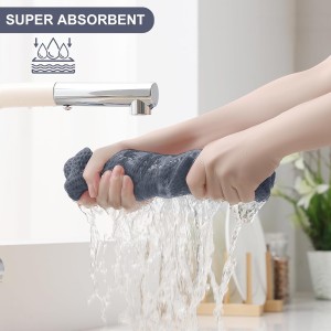 Homaxy 100% Cotton Kitchen Towels and Dishcloths Set, 12 x 12 Inches and 13 x 28 Inches, Set of 8 Bulk Kitchen Towels Set, Ultra Soft Absorbent Dish Cloths for Washing Dishes, Dark Grey