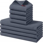 Homaxy 100% Cotton Kitchen Towels and Dishcloths Set, 12 x 12 Inches and 13 x 28 Inches, Set of 8 Bulk Kitchen Towels Set, Ultra Soft Absorbent Dish Cloths for Washing Dishes, Dark Grey