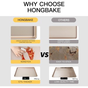 HONGBAKE 2 Pack Half Sheet Baking Pans,Non Stick Baking Sheet for Oven, 57% Thicker Carbon Steel Cookie Sheets for baking, 17.5