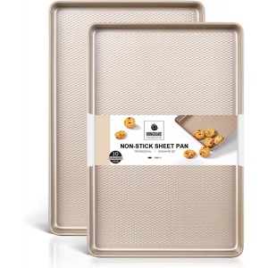 HONGBAKE 2 Pack Half Sheet Baking Pans,N...