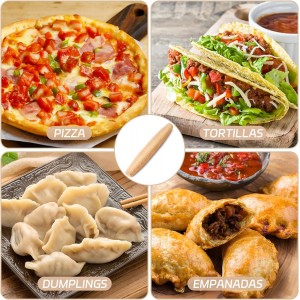 French Rolling Pin for Baking - Tuyotue 7.9 Inches Beech Wood Tapered Rolling Pin Dough Roller for Pizza Dough, Pie Crust Cookie Fondant Dumpling