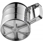 Flour Sifter, Stainless Steel Sifter for Baking, Double Layer Fine Mesh Baking Sifter, One Hand Press Crank Sifter for Powdered Sugar Shaker Duster, Flour Sieve Sifter for Baking Cakes Rondauno
