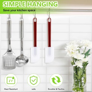 Dandat 9 Pcs Silicone Rubber Spatula, Commercial Spatula 500 Fahrenheit Heat Resistant, Non Stick Heavy Duty Scraper for Kitchen Cook Mix Fry Spread Bake, Dishwasher Safe(Deep Red and White,10 Inch)