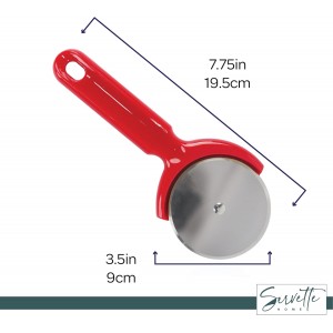 Stainless Steel Pizza Cutter - 7.75 inch Slicer for Pizzas, Pockets and More -Red Plastic Handle Pizza Cutter Wheel.