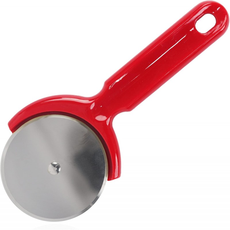 Stainless Steel Pizza Cutter - 7.75 inch Slicer for Pizzas, Pockets and More -Red Plastic Handle Pizza Cutter Wheel.