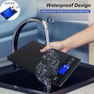 33lb Food Kitchen Digital Scale,1g/0.05oz Precise Graduation, USB Charging Kitchen Scale, Waterproof Stainless Steel with LCD Display, Ounces and Grams for Weight Loss, Cooking, Baking (Black)