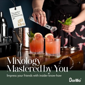 Barillio Black Bartender Kit - Stainless-Steel Cocktail Shaker Set w/Black Bamboo Stand - Mixology Bar Tools w/Drink Shaker, Mixer and Muddler for Cocktails - Home Bar Accessories - 23-Pc Bar Set