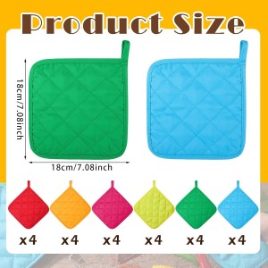 Bokon 24 Pcs Pot Holders for Kitchen, Multicolor Potholders Sets, Heat Resistant Cotton Hot Pad Oven Mitts Trivet with Hanging Loops for Baking Cooking