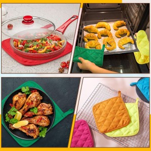 Bokon 24 Pcs Pot Holders for Kitchen, Multicolor Potholders Sets, Heat Resistant Cotton Hot Pad Oven Mitts Trivet with Hanging Loops for Baking Cooking
