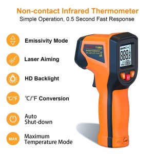 Upgraded Digital Infrared Thermometer Gun -58°F~1112°F, Handheld Non Contact Heat Laser Temperature Gun, IR Thermometer Temp Gun with Adjustable Emissivity for Cooking/BBQ/Fridge/Engine(Not for Human)