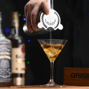 Cocktail Strainer for Drinks, Bar Strainers for Bartending, Martini Strainer for Boston Shaker Mixing Glass, Bartender Hawthorne Strainer w/Removable Spring– Stainless Steel, Silver