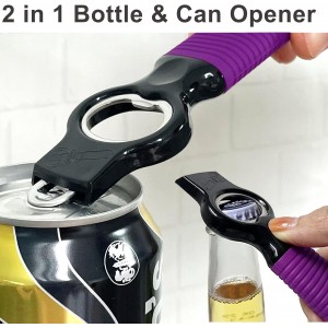 2-Pack Soda Can Opener and Beer Bottle Opener Bartender with Good Grip Silicone Handle, Pop Top Can Tab Opener for Long Nails, Bottle Opener for Arthritic Hand and Seniors, Purple