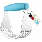 Spring Chef XL Dough Blender Tool For Baking, Heavy Duty Pastry Blender, Stainless Steel Pastry Cutter with Durable Blades, Dough Mixer, Butter Cutter for Easy Mixing, Dishwasher Safe - Aqua Sky