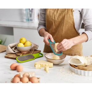 Joseph Joseph Duo 2-Piece Kitchen Grater Set, Vegetable, Cheese Coarse and Fine Grater, Citrus Zester, Opal/Green