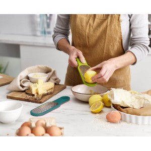 Joseph Joseph Duo 2-Piece Kitchen Grater Set, Vegetable, Cheese Coarse and Fine Grater, Citrus Zester, Opal/Green