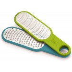 Joseph Joseph Duo 2-Piece Kitchen Grater Set, Vegetable, Cheese Coarse and Fine Grater, Citrus Zester, Opal/Green