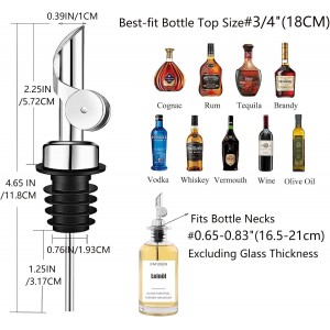 Pafusen 2 Pack Liquor Pour Spout, Auto Flip Olive Oil Dispenser Spout, Pour Spout for Liquor Bottles, Olive Oil Spout, Bottle Pourers for Alcohol Wine Syrup Home Bar Accessories Silver