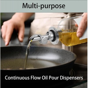 Pafusen 2 Pack Liquor Pour Spout, Auto Flip Olive Oil Dispenser Spout, Pour Spout for Liquor Bottles, Olive Oil Spout, Bottle Pourers for Alcohol Wine Syrup Home Bar Accessories Silver