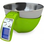 Fradel Digital Kitchen Food Scale with Bowl - 11lb, Grams & Ounces - Removable, Dishwasher-Safe Mixing Bowl - Green