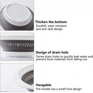 Collapsible Colander and Strainer,Silicone Strainer Colanders & Food Strainers,for Vegetable and Fruit, Kitchen Essentials (2, White, 1.3L+2.5L)