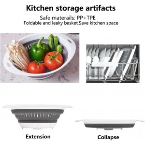 Collapsible Colander and Strainer,Silicone Strainer Colanders & Food Strainers,for Vegetable and Fruit, Kitchen Essentials (2, White, 1.3L+2.5L)