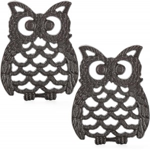 Hedume 2 Pcs Cast Iron Owl Trivets, Heav...