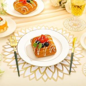 Geosar 200 Disposable Paper Placemats and Coasters Set Summer Hawaiian Luau Placemat with Coasters Outdoor Indoor for Greenery Jungle Dining Table Decoration Shower Birthday(Gold Round)