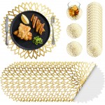 Geosar 200 Disposable Paper Placemats and Coasters Set Summer Hawaiian Luau Placemat with Coasters Outdoor Indoor for Greenery Jungle Dining Table Decoration Shower Birthday(Gold Round)