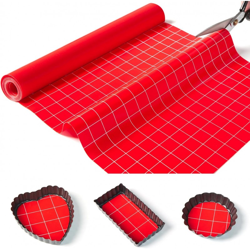Silicone Baking Mat Roll 16IN*5FT Free Cutting, Non-Slip Pastry Mat, Non-Stick Reusable Air Fryer Liner, Oven Liners, Freeze Dryer Mat, Easily Cut to Size Fit All Ovens Pans Tins Dishes