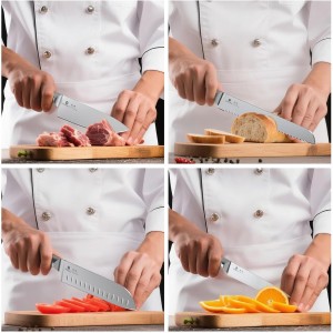 Knife Sets for Kitchen with Block imarku G14 Japanese Knife Set Stainless Steel Kitchen 14pcs, Built-in Sharpener, Sharp Knives with Non-slip Ergonomic Handle - Dishwasher Safe, Home Essential Gifts