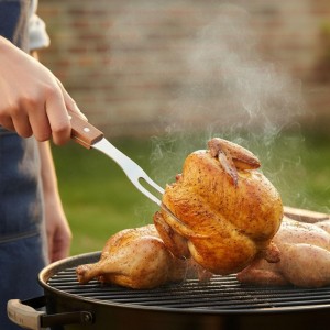 Soro Essentials- 13” Stainless Steel 2-Tine Meat Carving Fork with Wooden Handle Set of 2- Kitchen Cooking Fork BBQ Fork Grill Fork Steak Fork for Kitchen Barbecue Serving Cooking Grilling Roasting