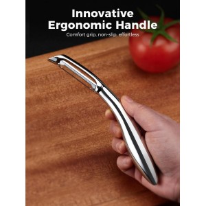 Professional Vegetable Peeler – 304 Stainless Steel Potato Peeler for Kitchen, Ultra Sharp Blade, Ergonomic Non-Slip Handle, Dishwasher Safe, 2-Year Warranty