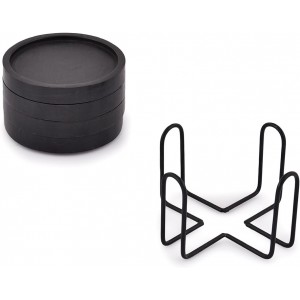 NIRMAN Wooden Coasters for Drinks Coffee Table, Round Drink Coasters with Holder for Tabletop Protection, Set of 4 (4