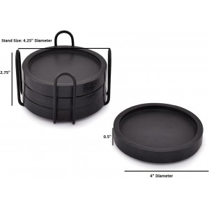 NIRMAN Wooden Coasters for Drinks Coffee Table, Round Drink Coasters with Holder for Tabletop Protection, Set of 4 (4