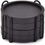 NIRMAN Wooden Coasters for Drinks Coffee Table, Round Drink Coasters with Holder for Tabletop Protection, Set of 4 (4