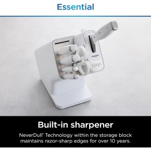 Ninja K12007WHBN NeverDull 7-Piece Prep Knife System, Essential, High Carbon Stainless Steel, Built-in Sharpener, White