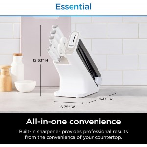Ninja K12007WHBN NeverDull 7-Piece Prep Knife System, Essential, High Carbon Stainless Steel, Built-in Sharpener, White