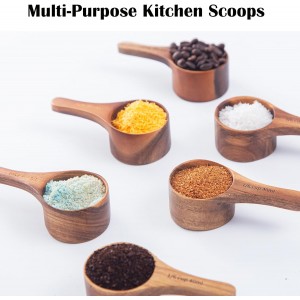 Wood Coffee Scoop-4 Pieces Wooden Scoops for Jars Small Measuring Spoons for Ground Coffee,Tea,Sugar,Seasoning-Multipurpose Wooden Scoop for Jars,Canisters,Bath Salts,Laundry Detergent(Acacia Wood)
