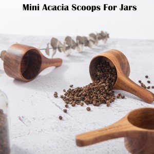 Wood Coffee Scoop-4 Pieces Wooden Scoops for Jars Small Measuring Spoons for Ground Coffee,Tea,Sugar,Seasoning-Multipurpose Wooden Scoop for Jars,Canisters,Bath Salts,Laundry Detergent(Acacia Wood)