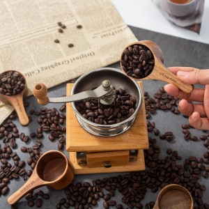 Wood Coffee Scoop-4 Pieces Wooden Scoops for Jars Small Measuring Spoons for Ground Coffee,Tea,Sugar,Seasoning-Multipurpose Wooden Scoop for Jars,Canisters,Bath Salts,Laundry Detergent(Acacia Wood)