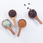 Wood Coffee Scoop-4 Pieces Wooden Scoops for Jars Small Measuring Spoons for Ground Coffee,Tea,Sugar,Seasoning-Multipurpose Wooden Scoop for Jars,Canisters,Bath Salts,Laundry Detergent(Acacia Wood)